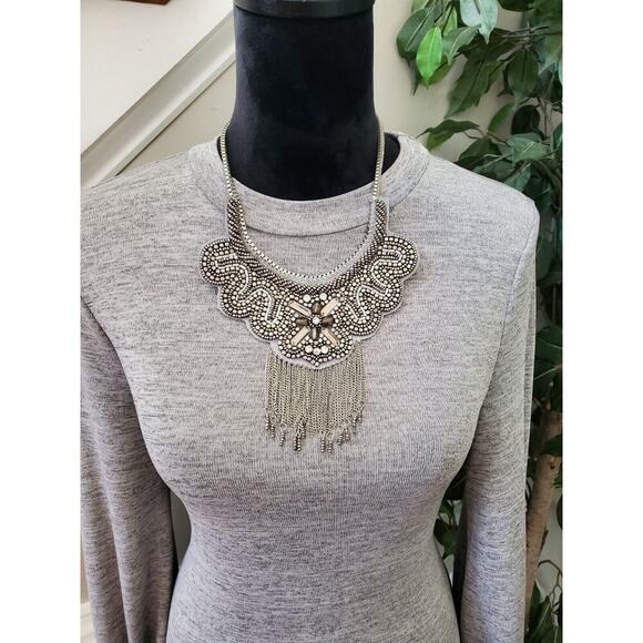 Sheln Women's Gray Polyester Crew Neck Long Sleeve Knee Length Dress Size Small - Picture 5 of 12